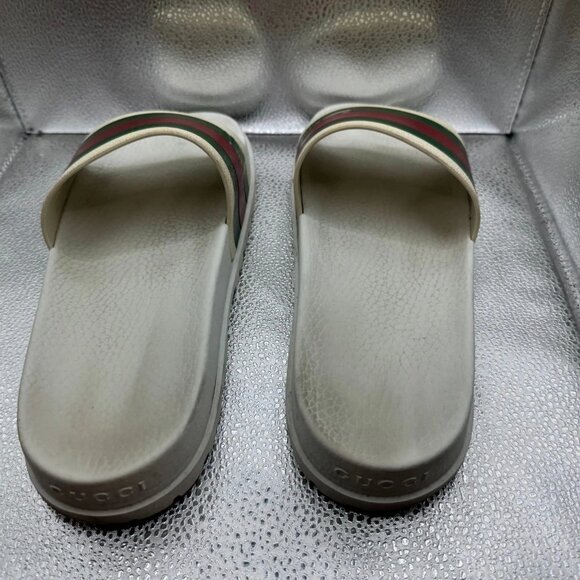 Size 10 - Gucci Pursuit Web Pool Beach Resort White Red Green Slides Sandals - Picture 7 of 9
